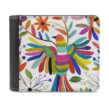 Otomi Bird-남성용 지갑, Pu 가죽 짧은 남성 지갑, 신용 카드 지갑, 돈 가방, 버드 오토미, 멕시코 패턴