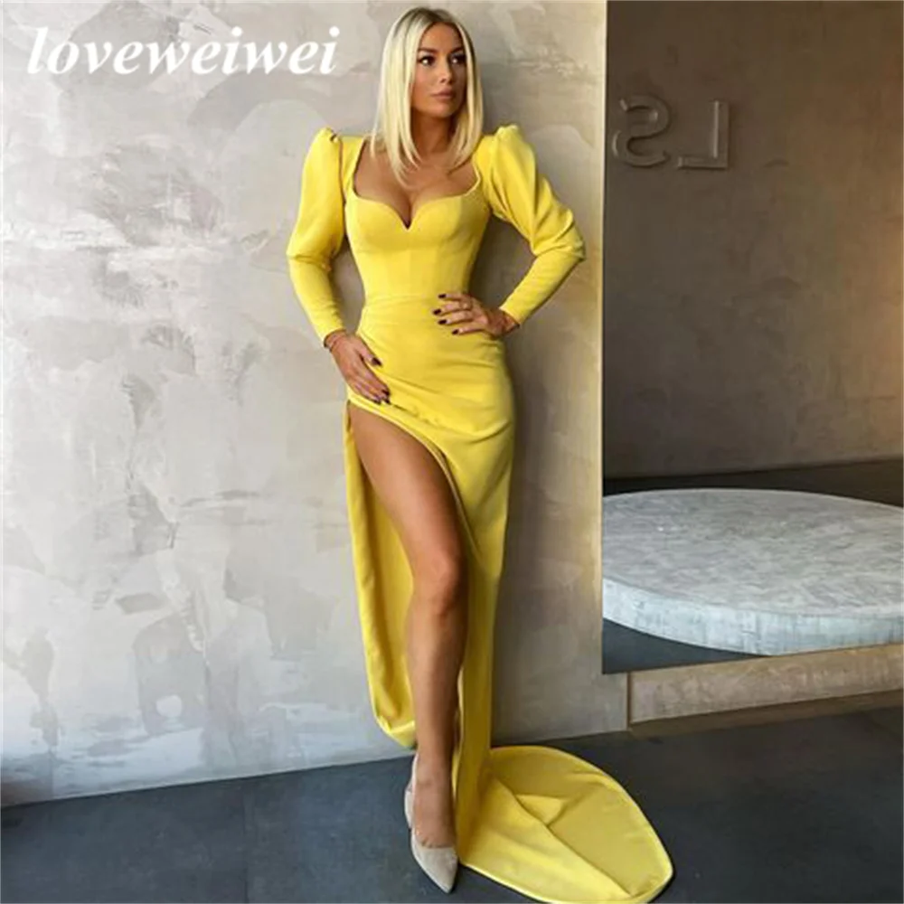 Фото Loveweiwei сексуальное красное вечернее платье с длинным рукавом платье для выпускного вечера с разрезом по бокам длинное платье для вечеринки вечернее платье №3