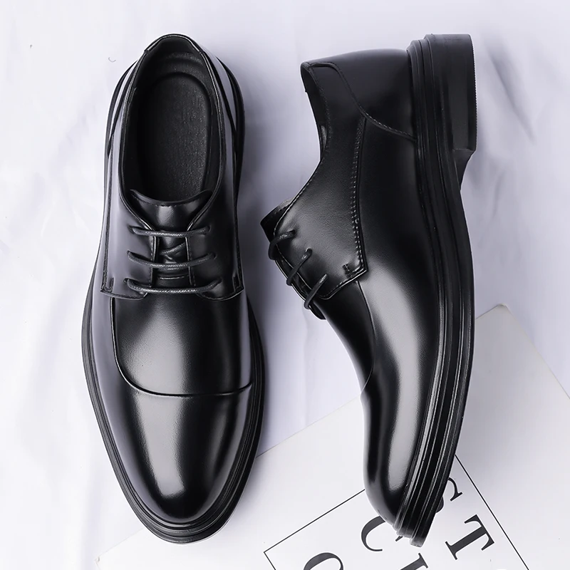 Leather Shoes for Men Inside Increase Business Formal Thick Sole High-grade Shoes British Style Breathable Casual for Men