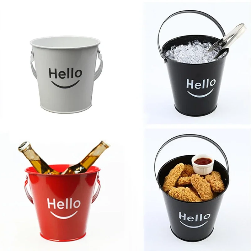 Ice Seafood French fries Snack Bucket Fried Chicken Bucket Beer Cooler Creative Stainless Steel Tableware Can Cooler Can Coozie