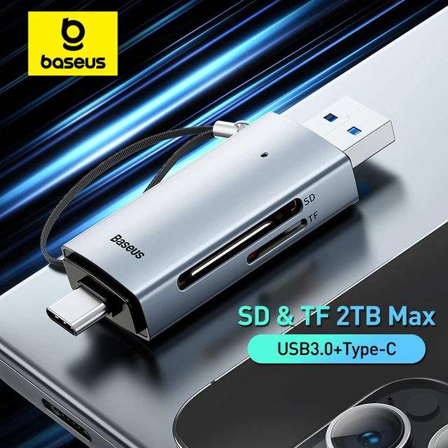 Baseus Card Reader USB C & USB3.0 to SD Micro SD TF Memory Card Device 104MB/s 2TB Smart Cardreader for Laptop Accessories 1