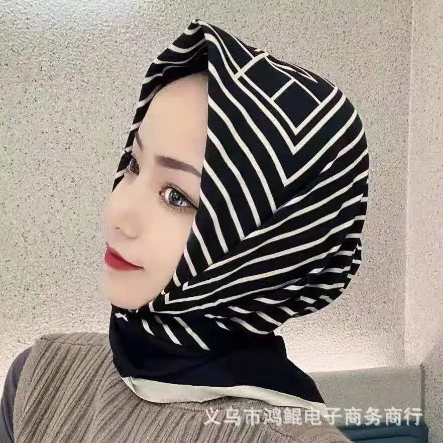 Luxury2024Square Silk Scarf for Women 90*90Hijab Hair Bands Neckerchief Female Satin Shawl Ribbon Headband Fashion Wraps Bandana 2