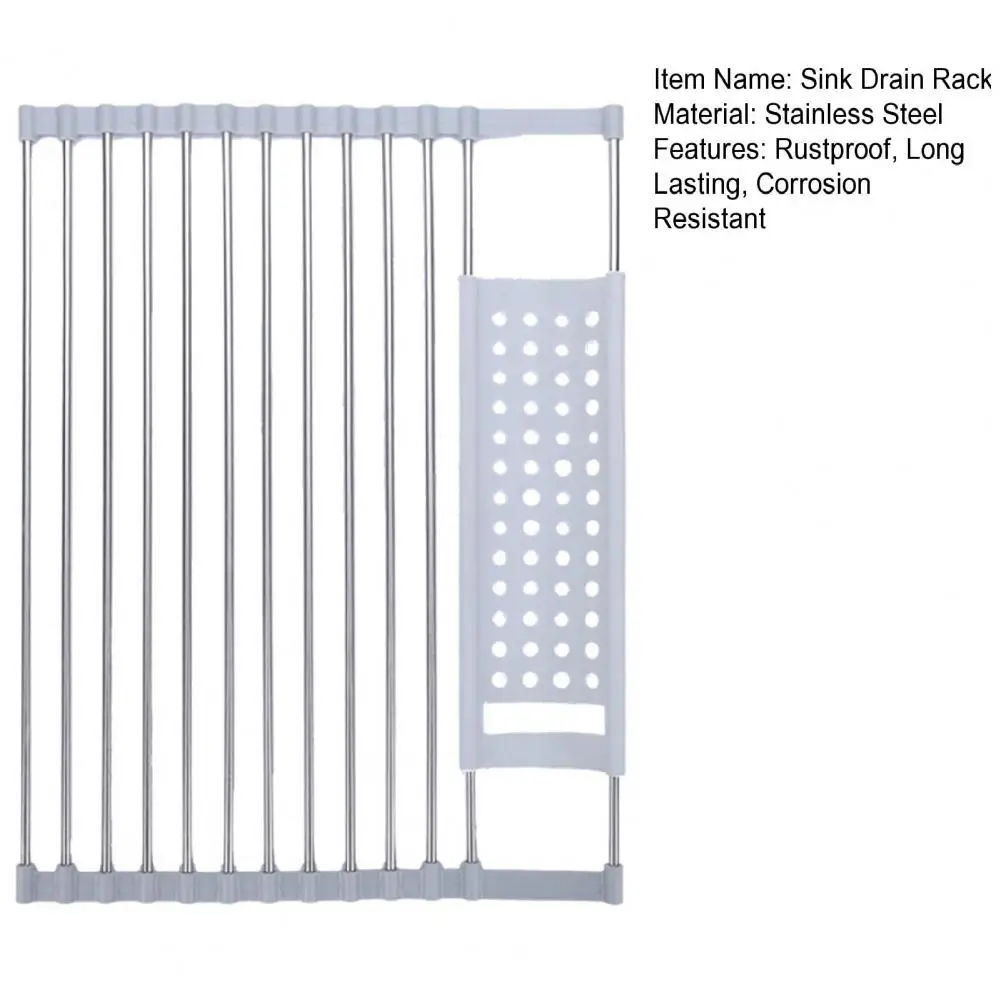 45*33cm Stainless Steel Sink Drain Rack Rustproof Anti-Corrosion Foldable Dish Drying Holder Kitchen Multi-Functional Holders