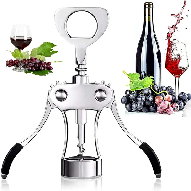 Elegant Zinc Alloy Wine and Beer Bottle Opener with Corkscrew Functionality