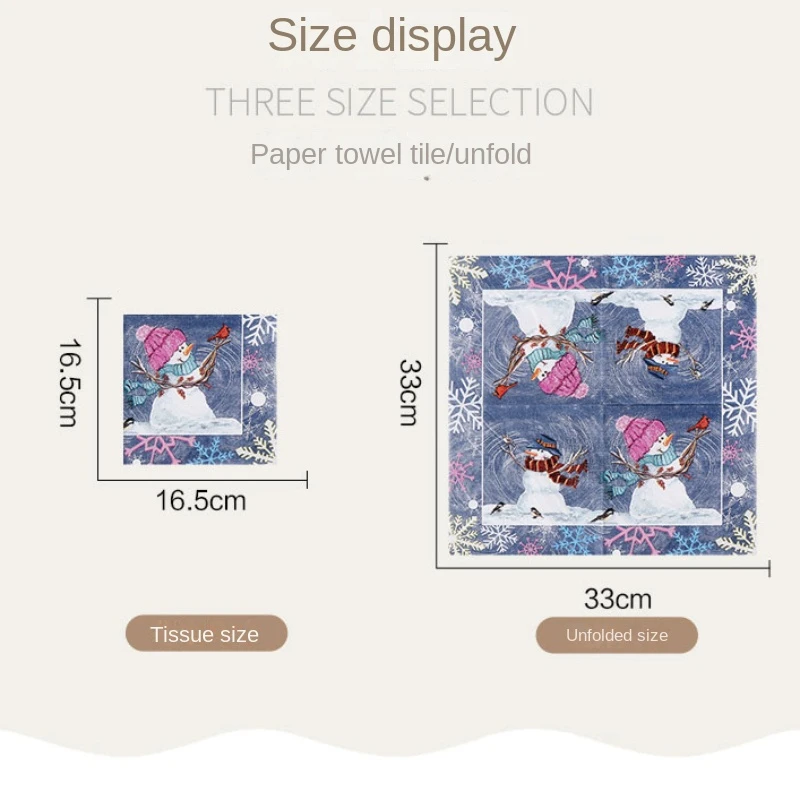 Tissue Paper Decoration 10/20pcs Colourful Printed Christmas Tree Cartoon Snowman Printed Tissue Paper Christmas Birthday Party Table Decoration Paper