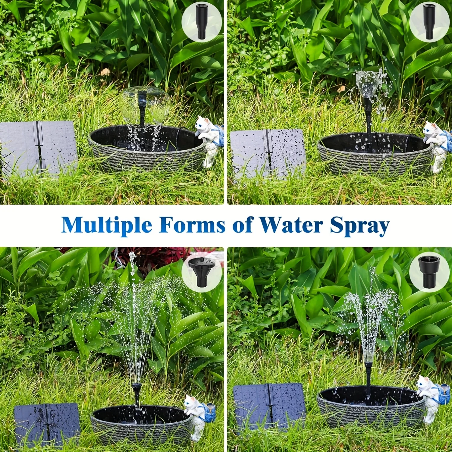 20W Solar Water Pump Kit, Solar Powered Water Fountain Pump with 6 Nozzles, Feature Outdoor Fountain for Bird Bath