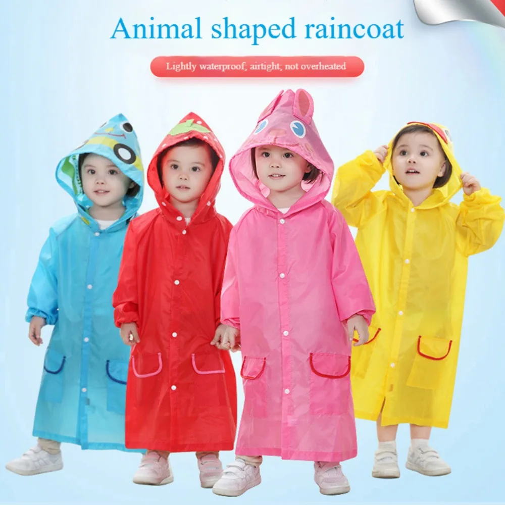 Raincoat Poncho Kids Cartoon Animal Style Solid Color Waterproof Folding Portable Raincoat Rain Children Rainwear Student