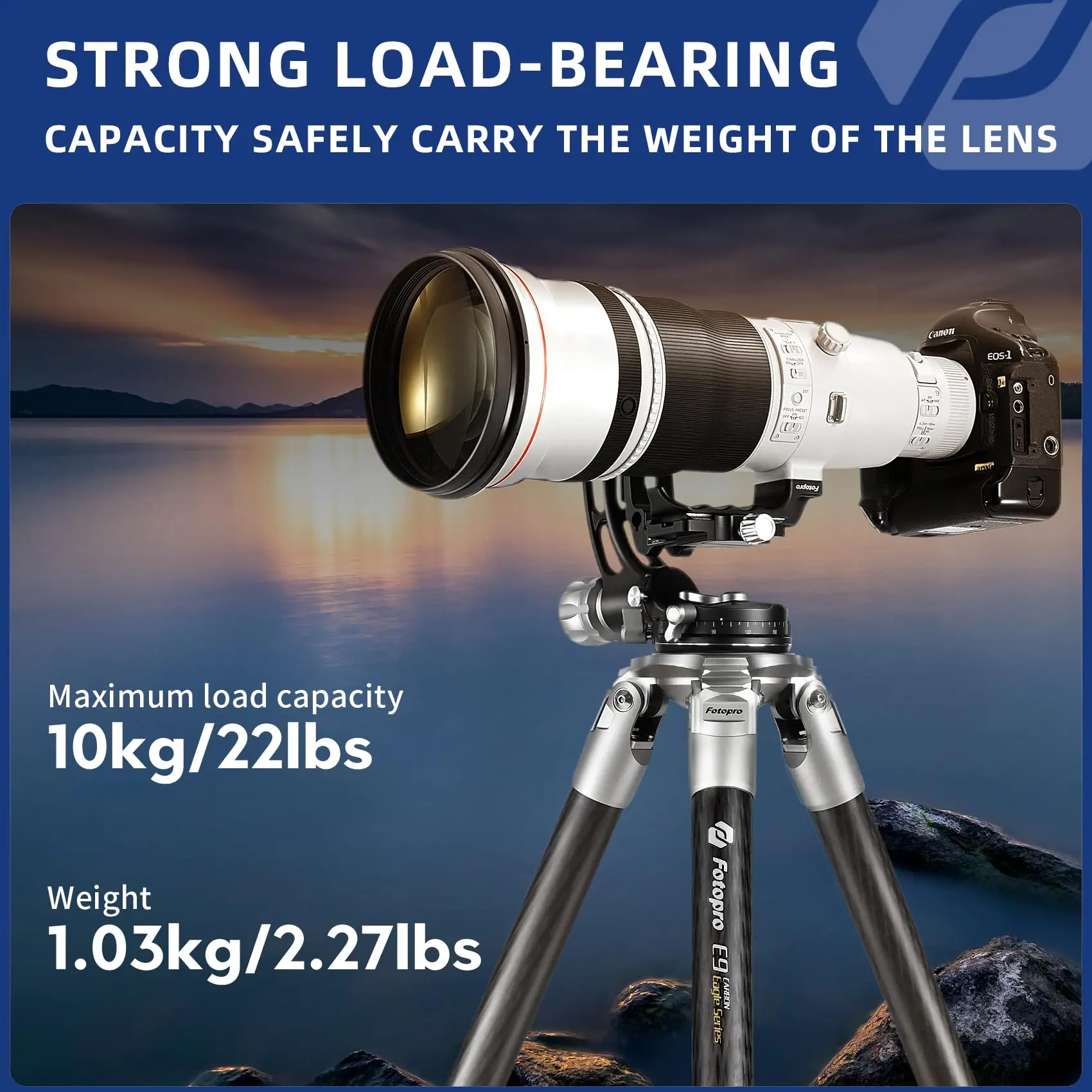 Fotopro E-6H E-9H Gimbal Head Aluminum Tripod Head for Wildlife Photography Astrophotography