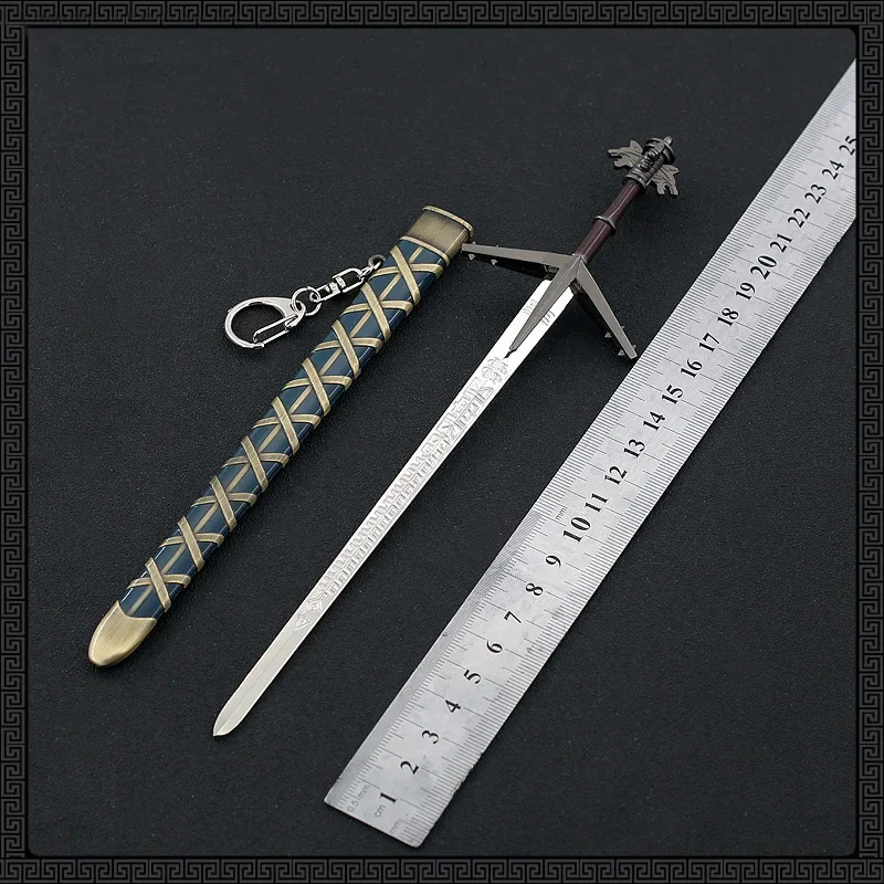 Wild Hunt Weapon Geralt Aerondight Steel Sword 22cm Game Peripheral Medieval Metal Weapon Model Uncut Blade Gifts Toys for Boys 6