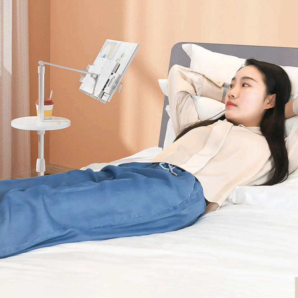 1.5m 높이 조절 가능한 독서 책 바닥 브래킷 긴 팔 테이블 침대 독서 책 스탠드 멀티 앵글 회전 독서 책 홀더