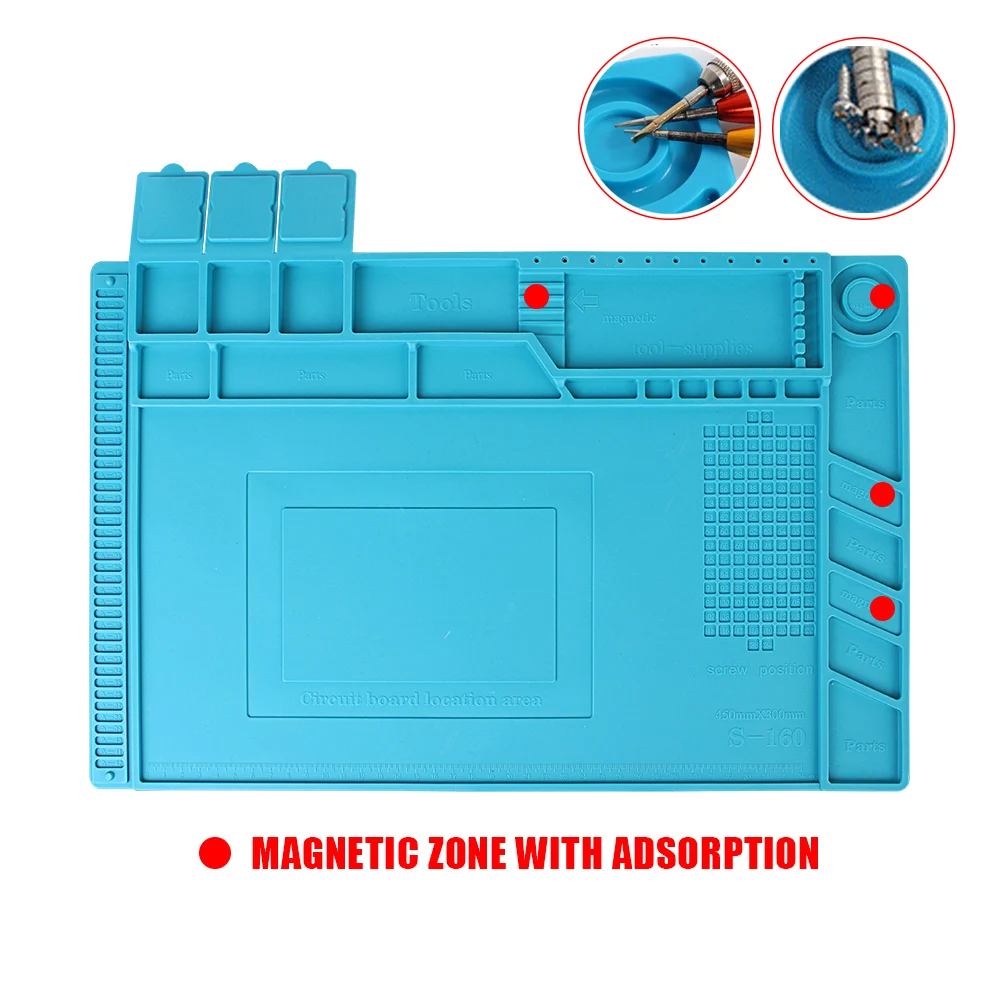 Adsorption Soldering Mat Platform Heat-Resistant Magnetic for BGA Soldering Station Silicone Repair Pad 6