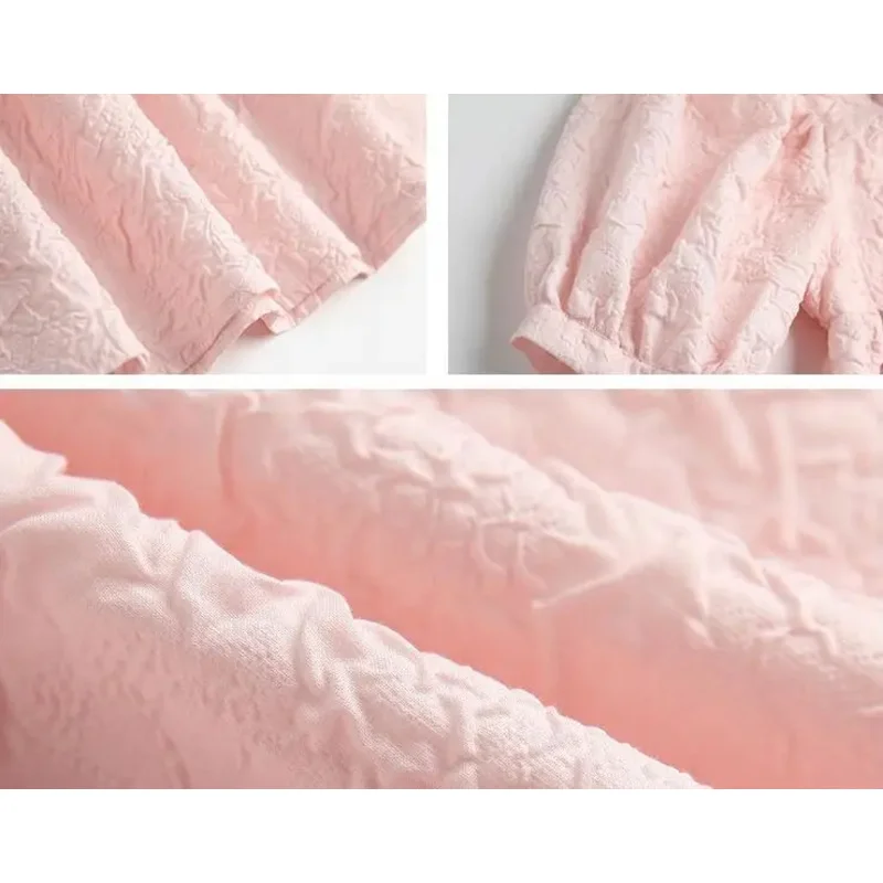 Pregnant Woman Clothes Set Solid Color Puff Sleeve Square Collar Shirts Belly Shorts Twinset Maternity Fashion Loose Suit