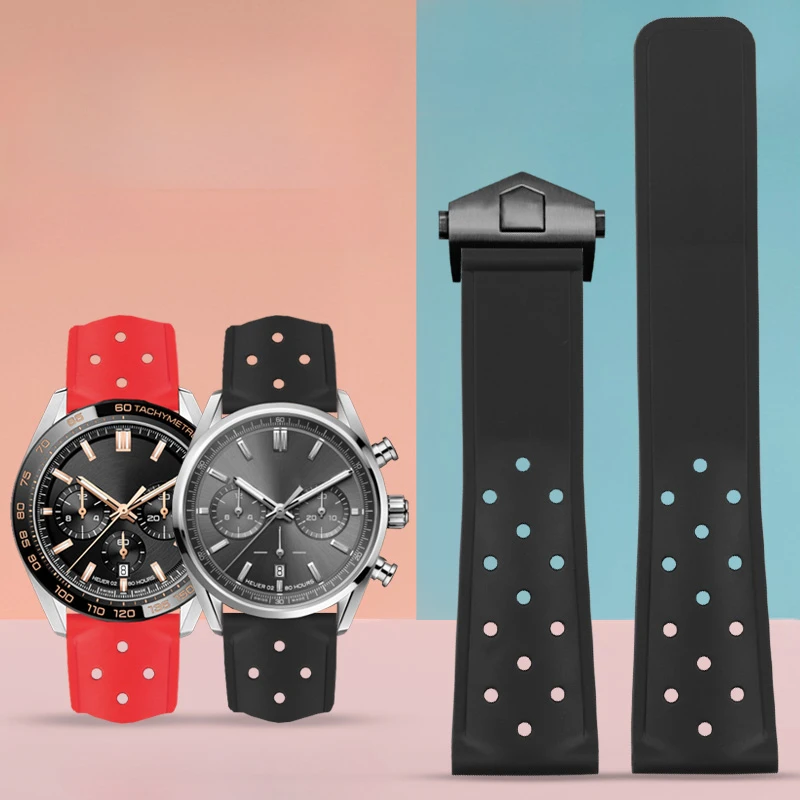 Per Tag Heuer F1 Calila Outdoor Safety Impermeabile Alpinismo Diving Series Fibbia Pieghevole Cinturino In Silicone 22Mm