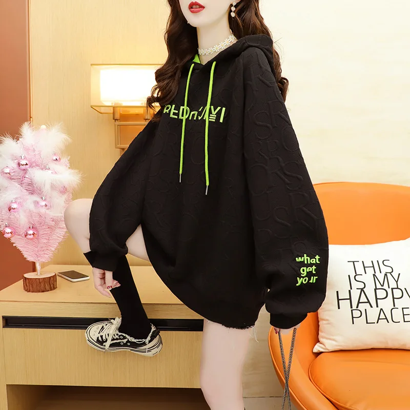 

Женский свободный жаккардовый пуловер с длинным рукавом и капюшоном, Модный пуловер, свободный свитер, футболка, Осенний винтажный Топ в стиле Харадзюку