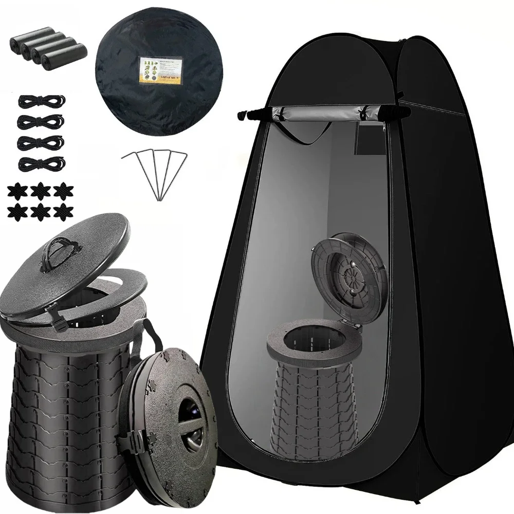 Portable Camping Shower Toilet Tent Set 1