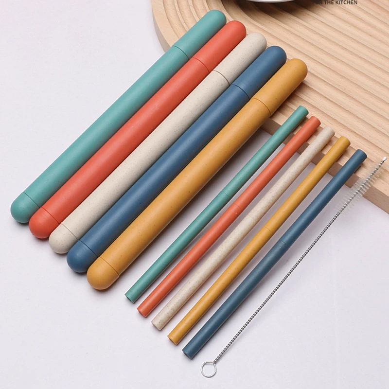 Reusable Food Grade Silicone Straws Straight Drinking Straw With Cleaning Brush Set Party Bar accessory drinking straws