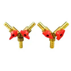 Brass Y - Type Barbed Hose Tee Valve with Plastic Handle for Plumbing and Gas Systems