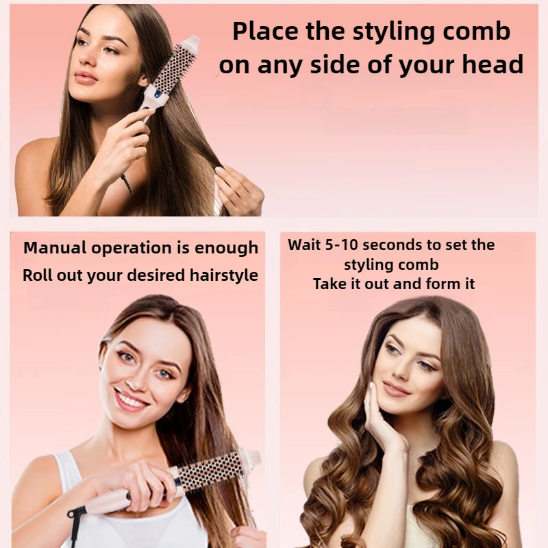 Hot Sale Portable Ionic Straightening Hair Curler Round Brush Hair Styling Tool Electric Infrared Heated Comb Hair Styling Brush
