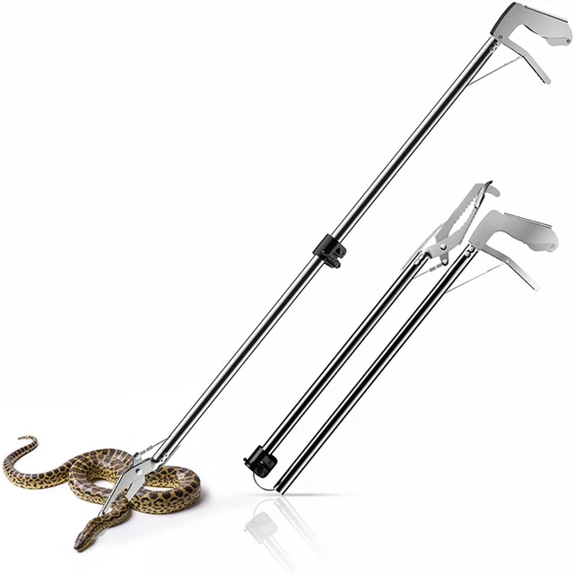 Snake Hook Safety Retractable Professional Reptile Snake Catching Tool  Reptiles Stainless Steel Hook Accessories Safe Distance