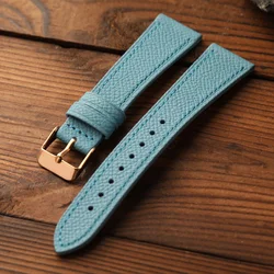 Elegant Black and Gray Handcrafted Leather Watch Strap - Premium Top - Grain French Cowhide - 22mm (D rose gold buckle)