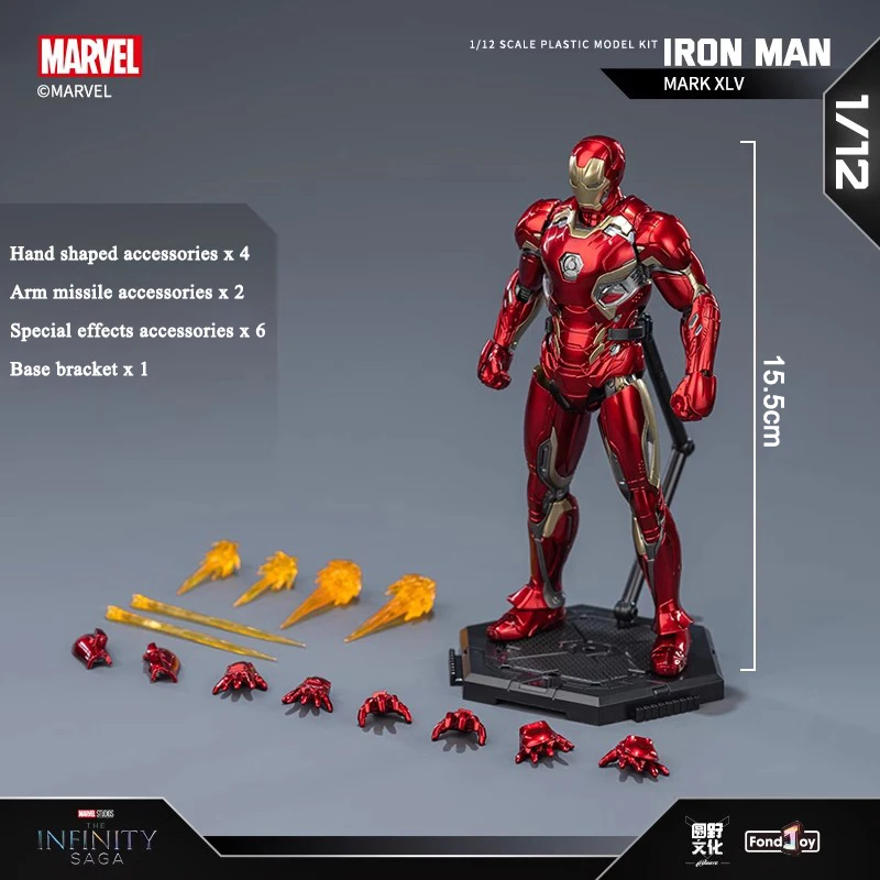 Original Fondjoy Iron Man MK45 Model Kit Infinity Saga Ironman Mark 45 Assembly ABS Joint Movable Kids Toys Boy Birthday Gifts