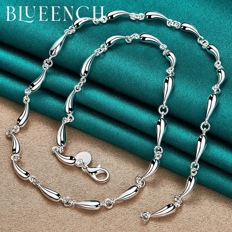 Blueench925SterlingSilverDropChainNecklaceForWomenWedding