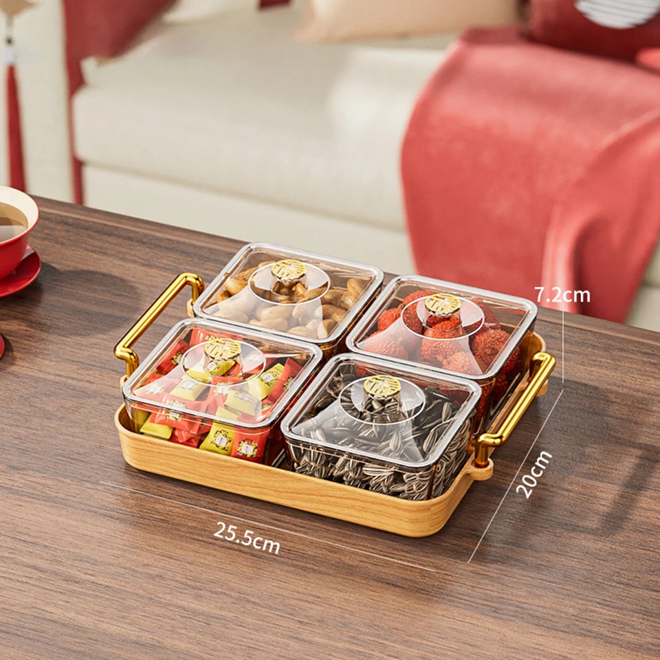 Vassoio Porta Snack Diviso Con Manico, 8 Scomparti Per Caramelle E Biscotti, 2 Pezzi, Per Matrimoni E Buffet