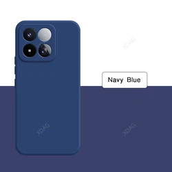 Luxury Liquid Silicone Soft Candy Phone Case - Premium Original Shell Back Cover for Xiaomi 14 Pro (Navy Blue)