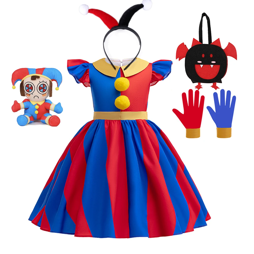 thumbnail image 1 of Disfraz de Halloween para niños, traje de payaso, Pomni, el increíble circo Digital, actuación, fantasía, Carnaval, fiesta de disfraces, 1 of 5
