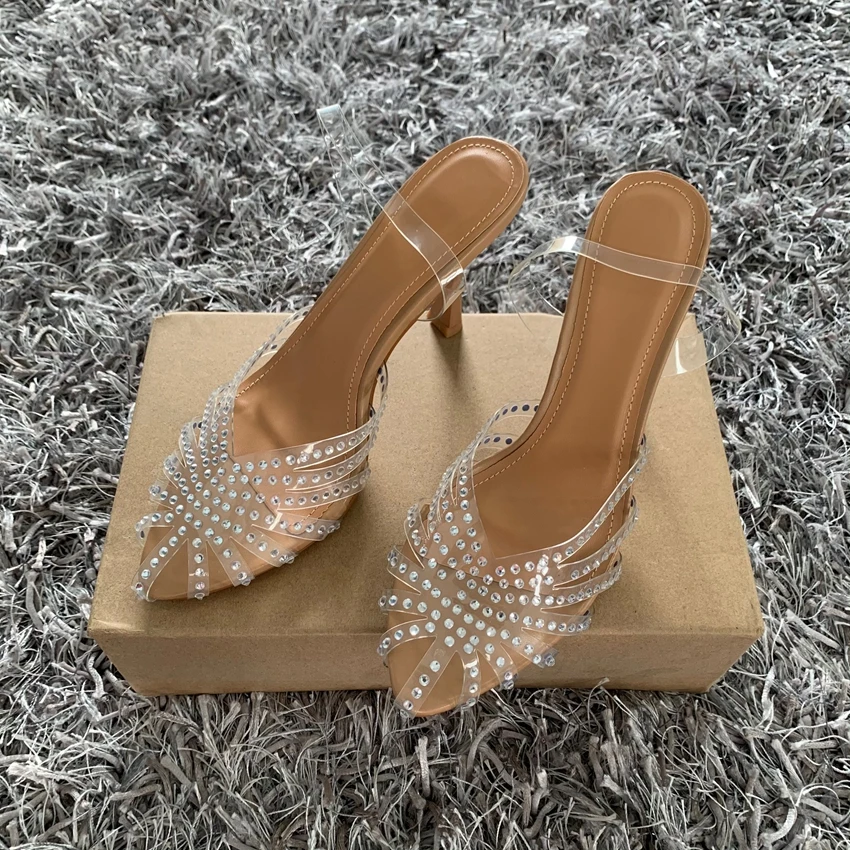 المرأة الصيف حجر الراين Slingback مضخات حفل زفاف س...