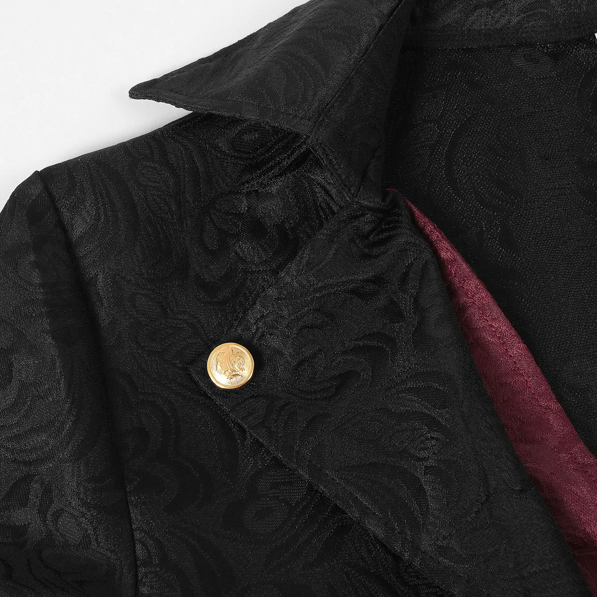 Mens Gothic Medieval Jacquard Tailcoat Jacket Halloween Costumes Steampunk Jacket Vintage Pirate Victorian Frock Coat Uniform