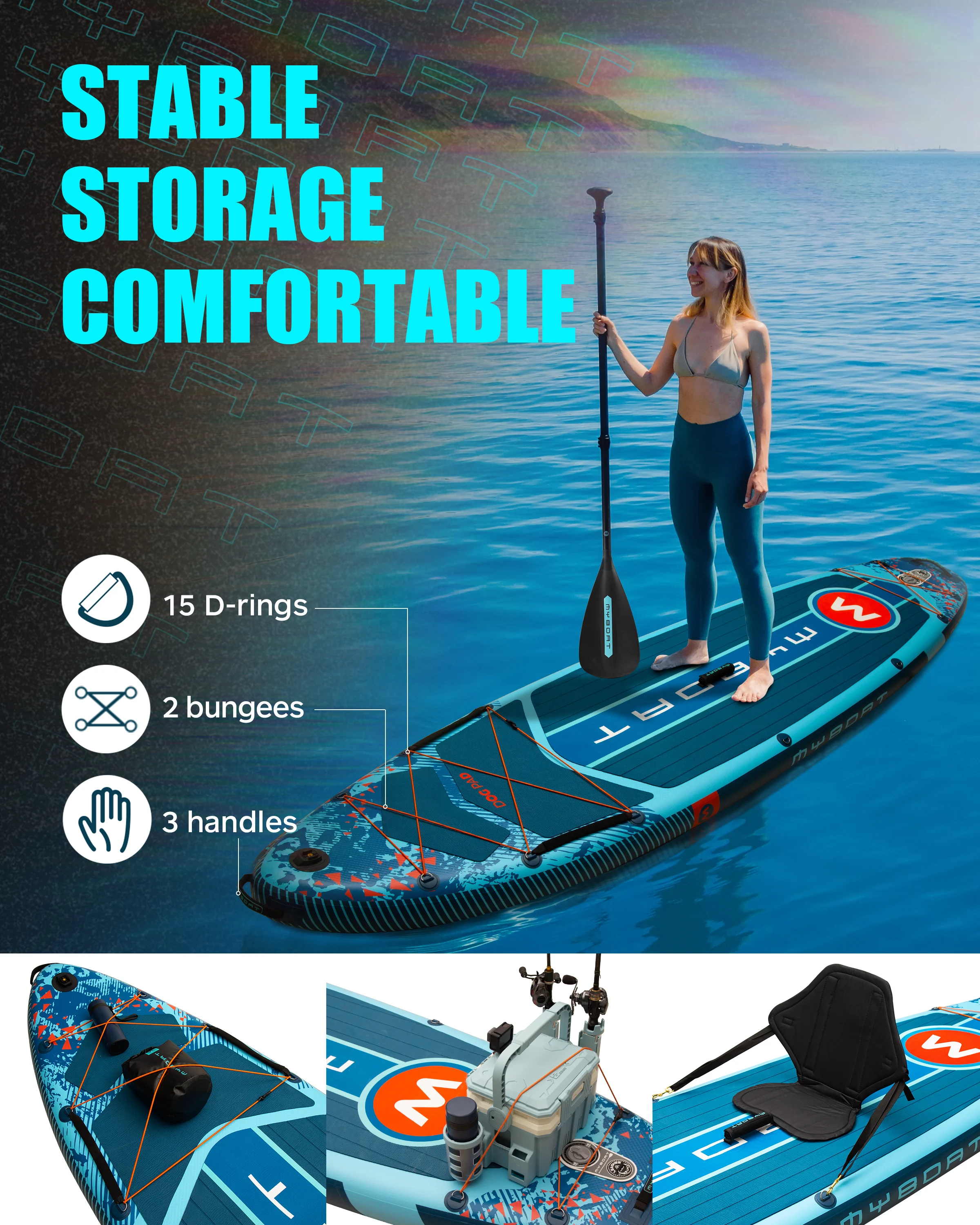 Myboat防水エクストラワイドインフレータブルパドルボード10