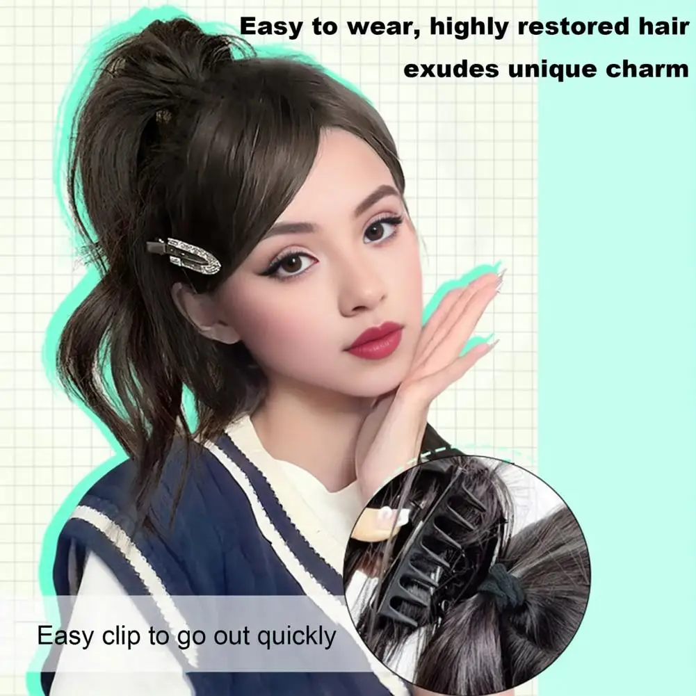 Women Synthetic Ponytails Curly Ponytail Extension With Claw Clip Fluffy High Temperature Fiber High Long Wavy Ponytail Wig