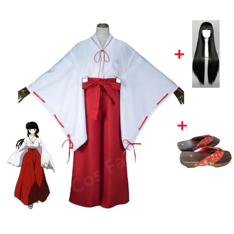 

Кимоно для косплея аниме Inuyasha Kikyo, униформа для платья, женские костюмы на Хэллоуин, босоножки Kikyo, парики, костюм, рождественский подарок