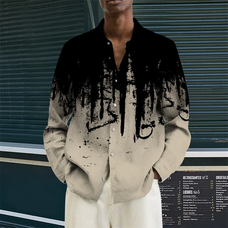 

Hot spring and autumn casual men's long sleeve shirt 3D printed Hawaii cardigan shirt fashion source manufacturers