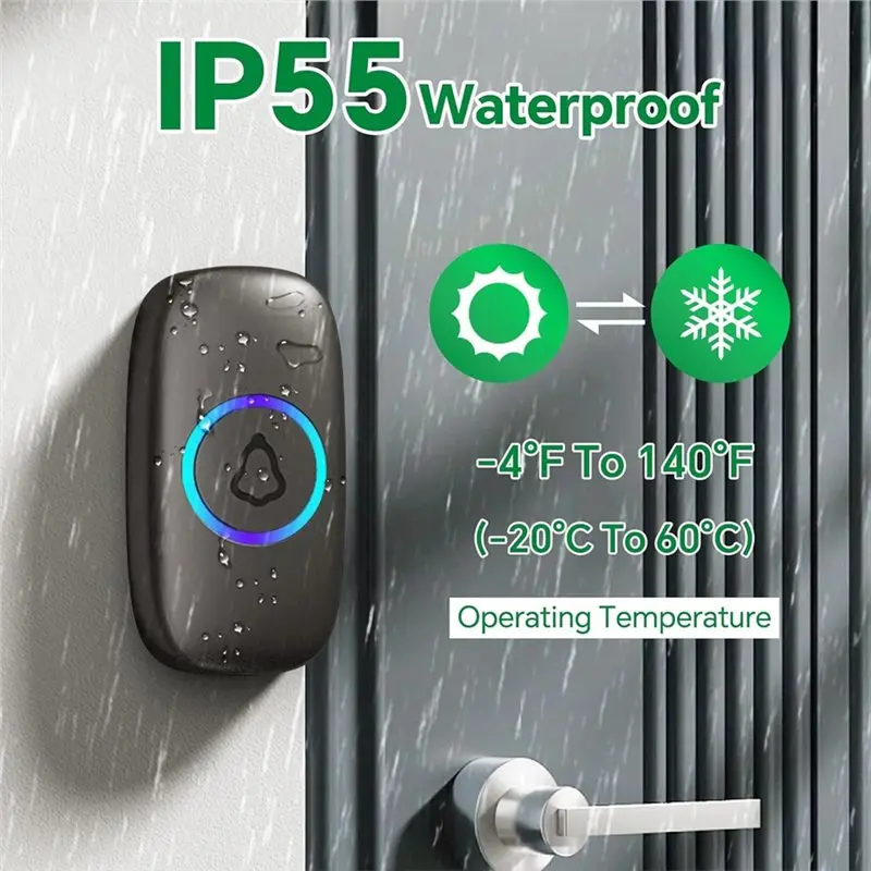 【SURPISE】방수 무선 초인종 1세트 교사용 교실용 홈 오피스 어린이방 초인종 버튼