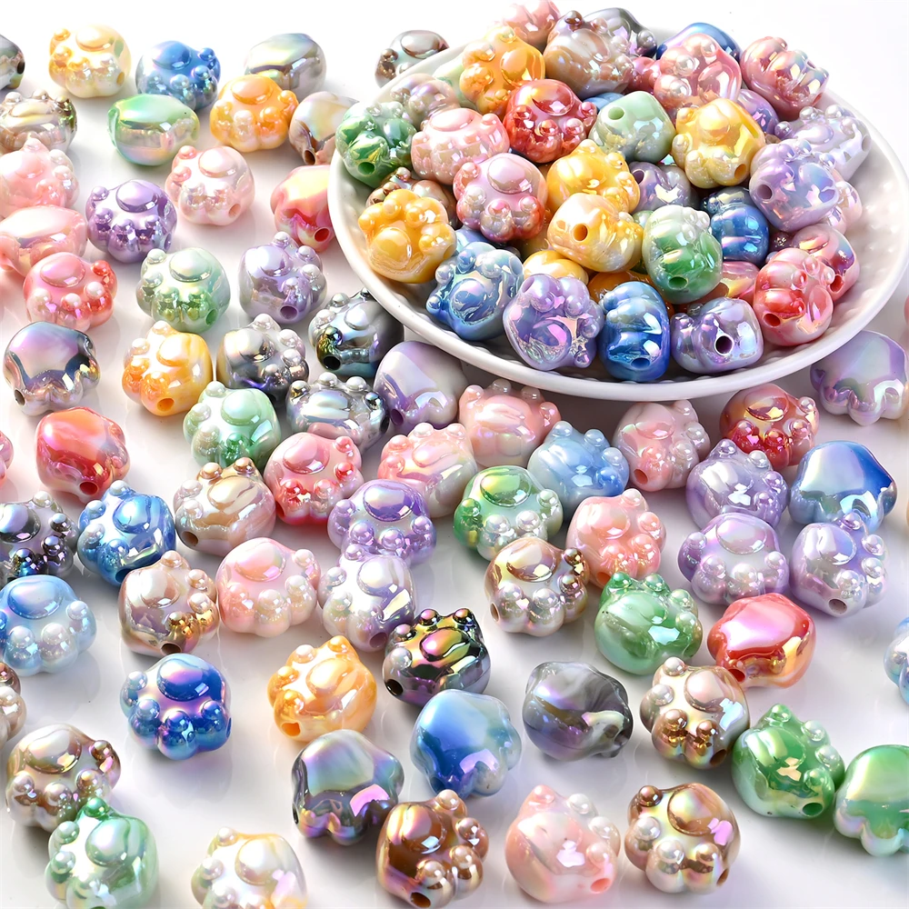 10 stücke 16x19mm Bär Klaue Acryl Perlen ab Farbe Spacer Perlen handgemachte DIY Armband Halskette Zubehör für Schmuck Dekoration – Detail 1