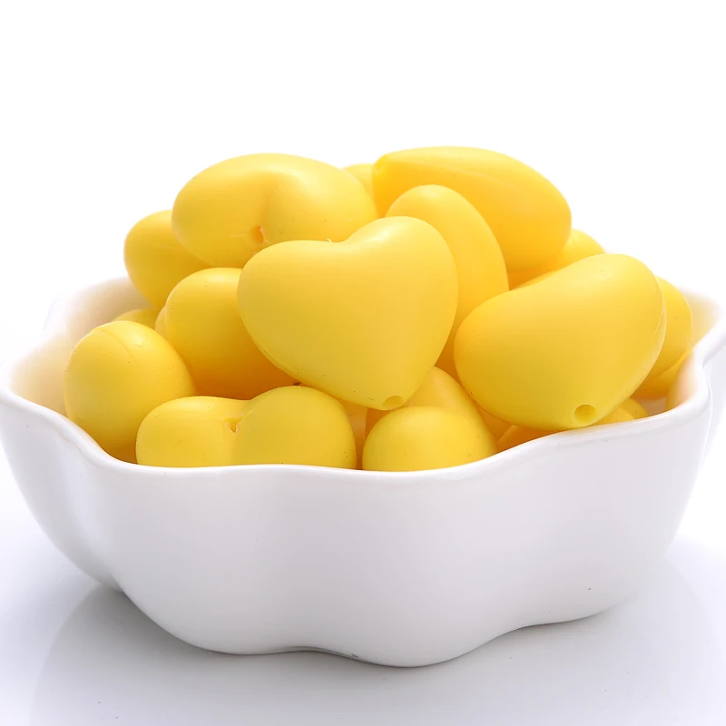 10-Pack Eco-Friendly Peach Heart Silicone Beads for DIY Teething Accessories