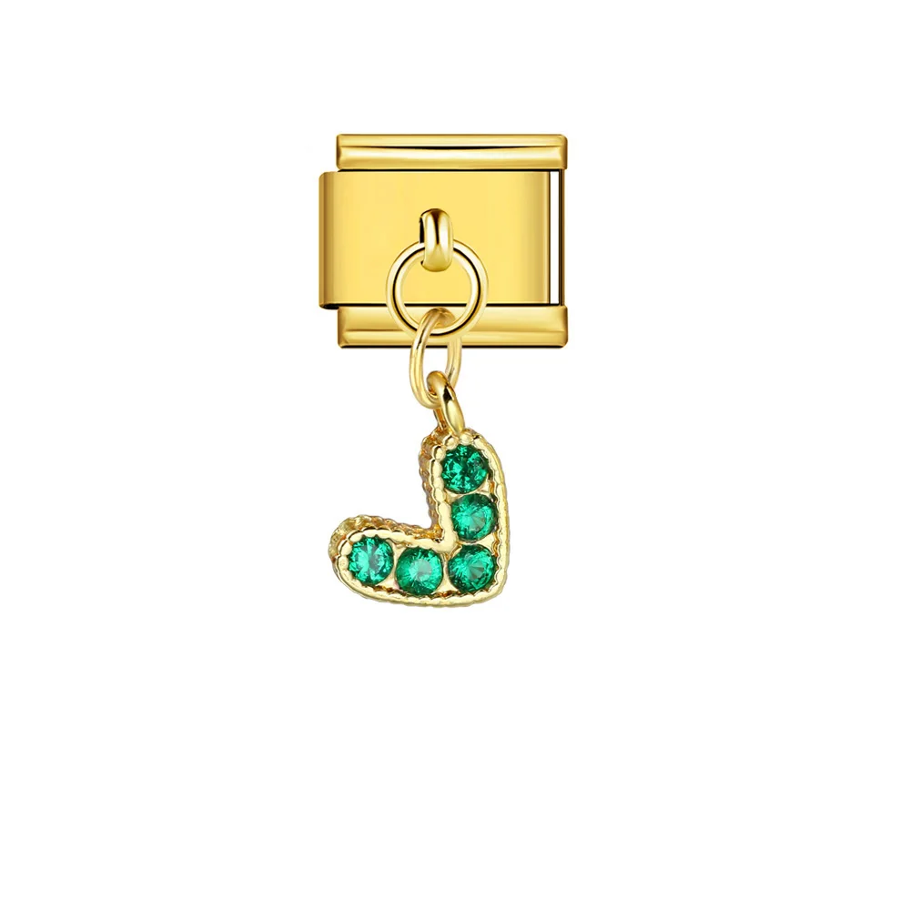 GEMOSA Y2k Niedlicher bunter Herz-eingelegter Zirkonia-Anhänger, italienischer Charm-Link, passend für 9 mm Edelstahl-Armbänder, DIY-Schmuckherstellung – Detail 7