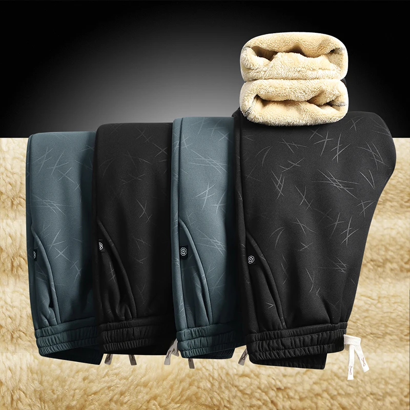 Men's Winter Warm Fleece Pants Thick Sports Pants New Casual Drawstring Jogging High Quality Fashion Cotton
