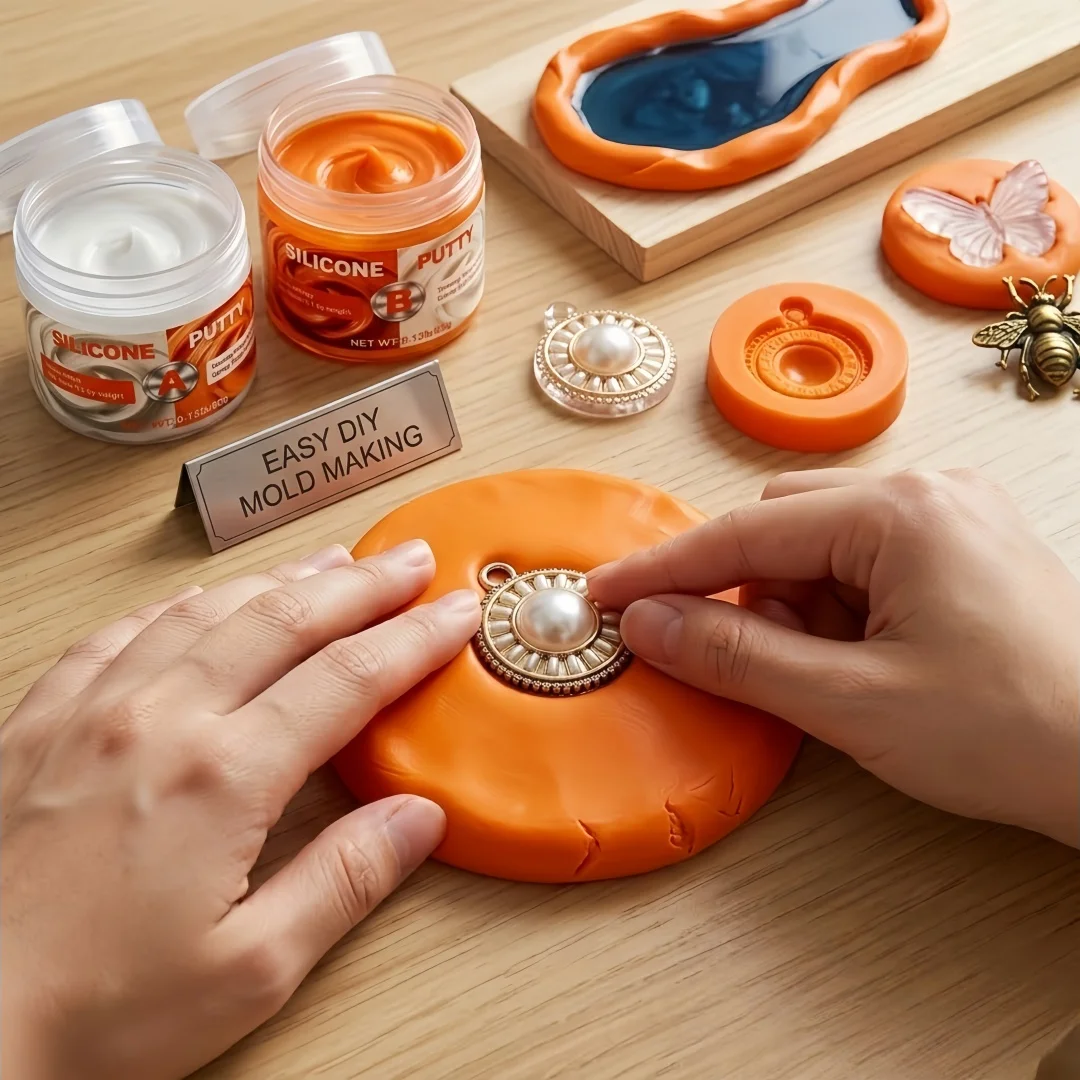 Silicone Putty Crafting Set for Resin Art Projects (Orange)