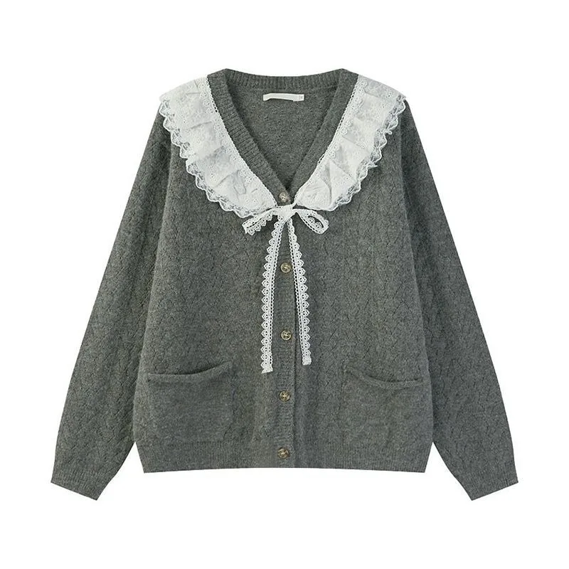 

Deeptown Vintage Knit Cardigan Women Preppy Harajuku Korean Fashion Kawaii Button Up Sweater Aesthetic Japanese Autumn Jumper