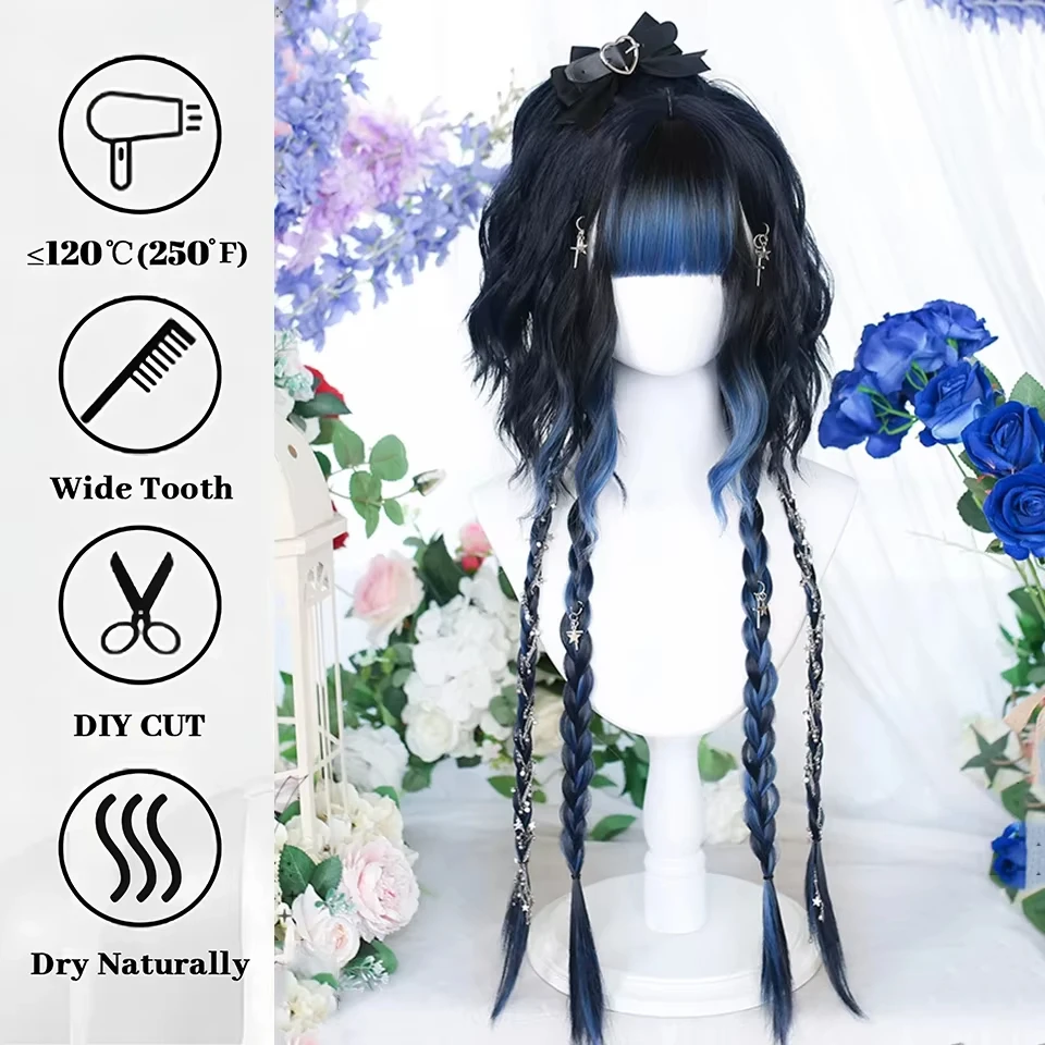 Synthetic Long Ombre Colorful Cosplay Wig With Bangs