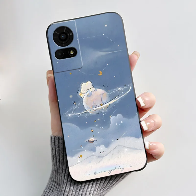 Cute Cartoon Soft Silicone Protective Phone Case - Black