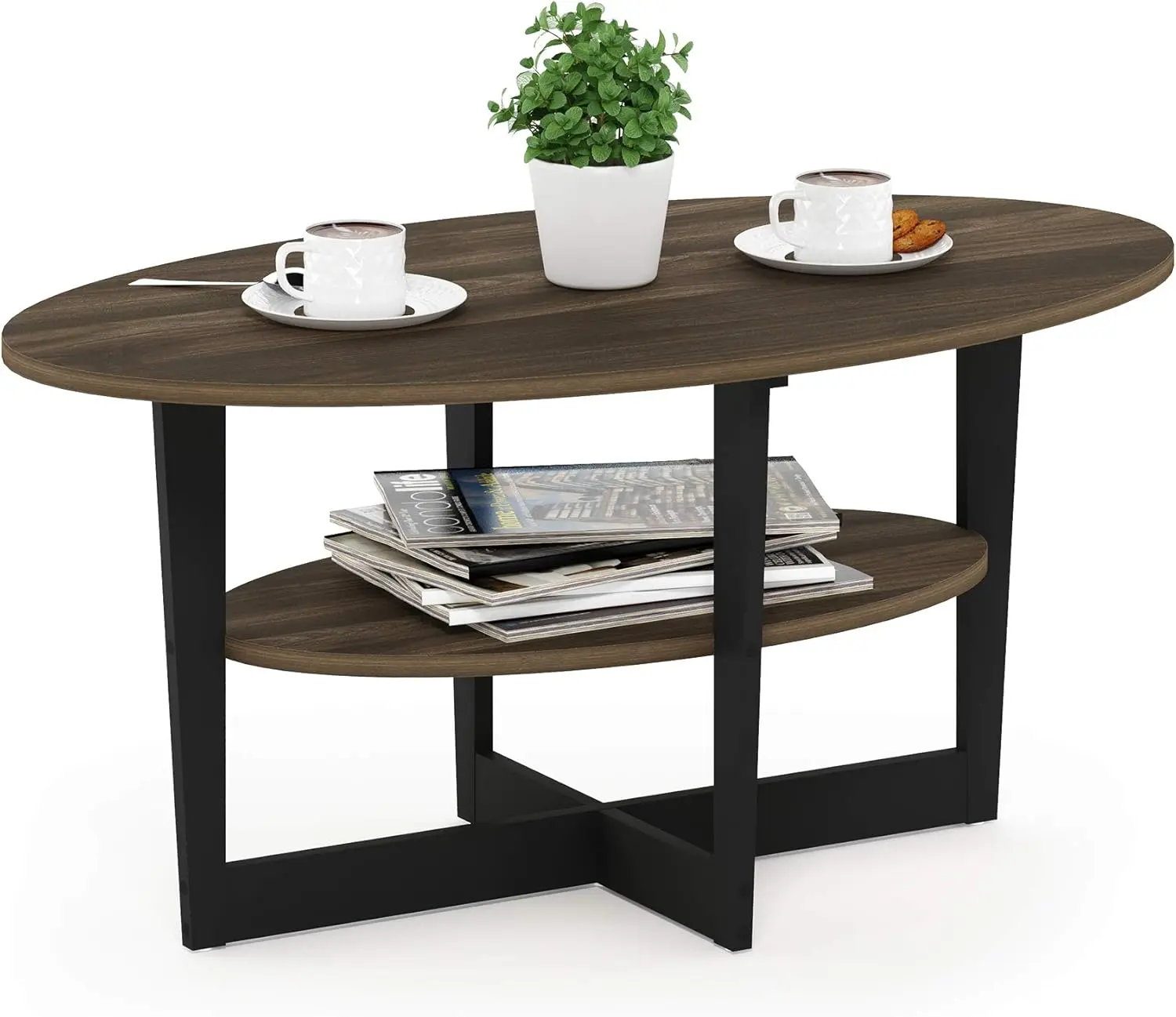 Coffee Table, 1-Pack, Columbia Walnut/Black， living room furniture 5