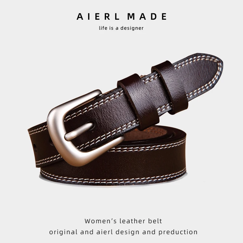 

Women Leather Belt for Jeans Pants Western Design Belt Alloy Buckle Jeans Pants Genuine Leather Wide Belt for Ladies Luxury