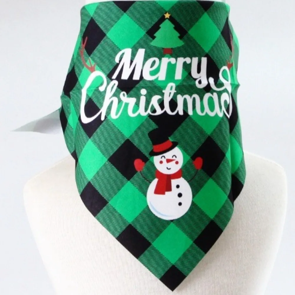 Pet Supplies Red Green Grid Christmas Dog Scarf Santa Claus Snowman Triangle Bandana Adjustable Pet Triangle Scarf Pet Grooming