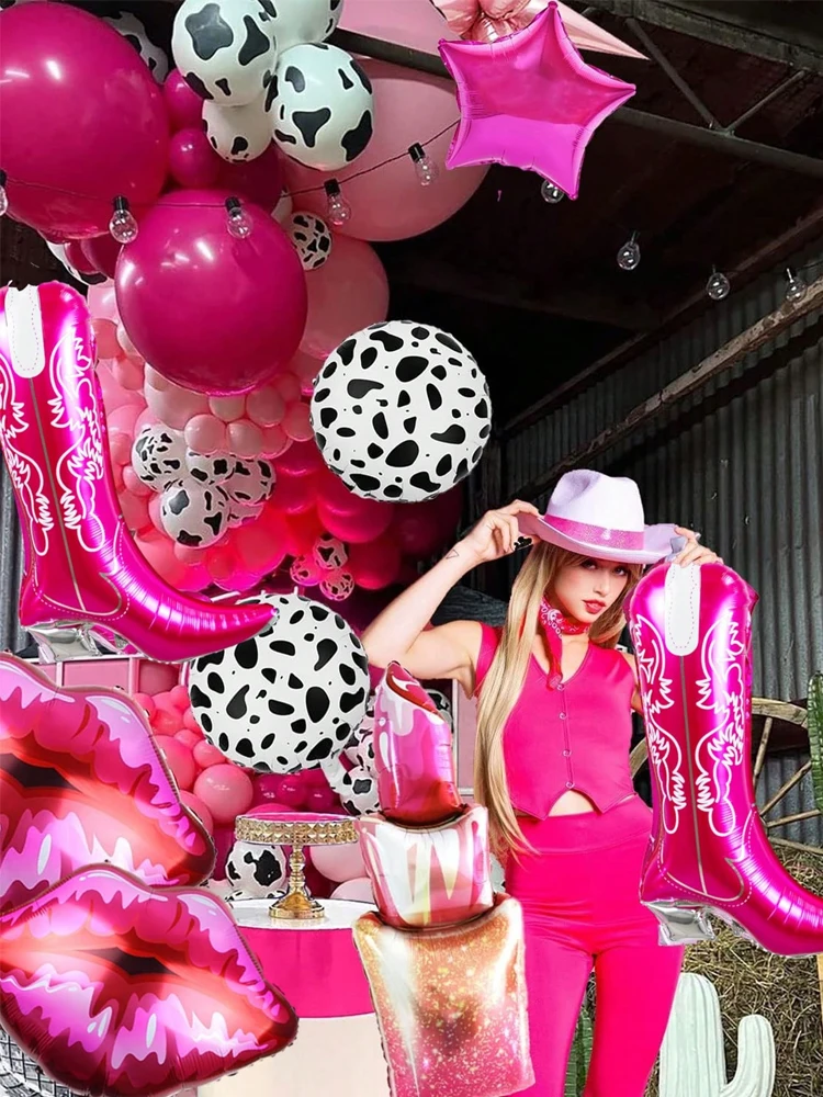 Palloncini Per Feste A Tema Western/Cowgirl - Set Da 8 Pezzi In Alluminio Con Cappelli (62x46cm) E Stivali (58x44cm) + Nastro E Cannuccia, Decorazioni Per Compleanno Rodeo - 6