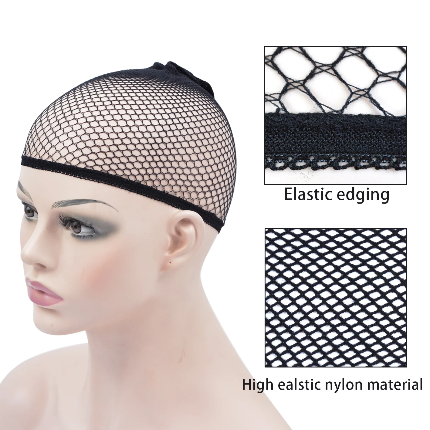 2 Pieces Hair Nets Open Ended Wig Cap Mesh Stocking Caps Weaving Wig Hairnet for Women