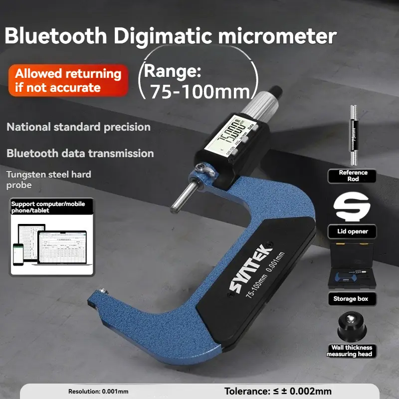 High-precision Bluetooth Electronic Digital Micrometer 0-25-50-75mm 0.001MM Micrometer Digital Industrial Grade image 10